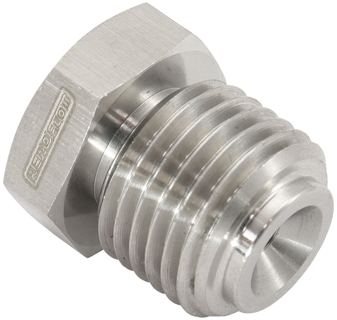 Inverted Flare Hex Port Plug 9/16-18 Stainless Steel AF349-06 - Aeroflow