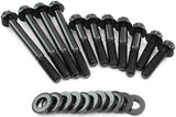 Ford Cleveland Water Pump Bolt Kit 351C 12 Point Black AF37-1603 - Aeroflow