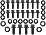 Small Block Chev Oil Pan Bolt Kit 1 Piec Gask 12 Point Black SBC AF37-2351 - Aeroflow