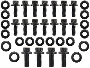 Small Block Chev Oil Pan Bolt Kit 1 Piec Gask 12 Point Black SBC AF37-2351 - Aeroflow