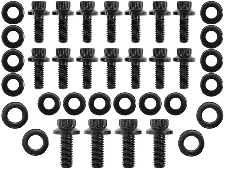 Small Block Chev Oil Pan Bolt Kit 1 Piec Gask 12 Point Black SBC AF37-2351 - Aeroflow
