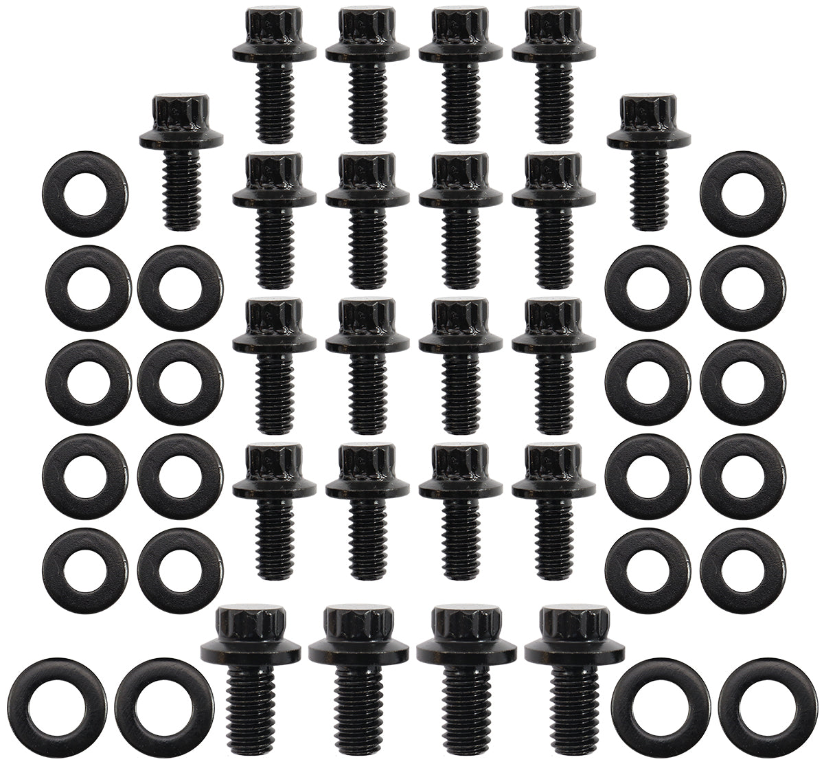 Small Block Ford Oil Pan Bolt Kit 12 Point Black Cleveland 351 AF37-2360 - Aeroflow
