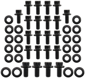 Small Block Ford Oil Pan Bolt Kit 12 Point Black Cleveland 351 AF37-2360 - Aeroflow