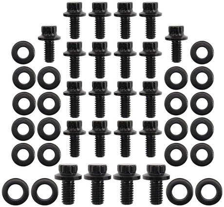 Small Block Ford Oil Pan Bolt Kit 12 Point Black Cleveland 351 AF37-2360 - Aeroflow