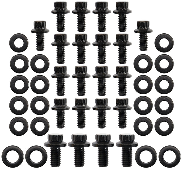 Small Block Ford Oil Pan Bolt Kit 12 Point Black Cleveland 351 AF37-2360 - Aeroflow