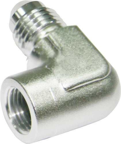90 Deg Adaptor 1/8 NPT To -4 Silver AF373-04S - Aeroflow