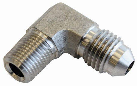S/S 90 Deg 1/4" NPT To -3AN AF381-04-03 - Aeroflow