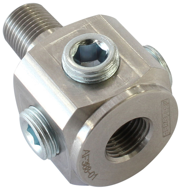 1/8" NPT Block Adapter 1 x Male To 5 x Female Tee S/S AF388-01 - Aeroflow