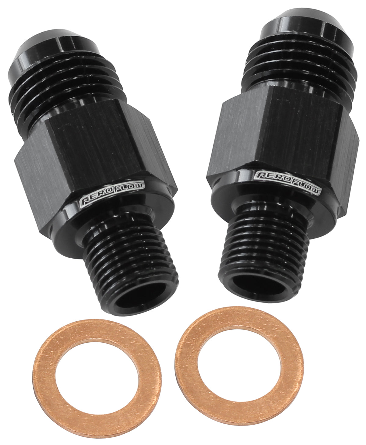 C4 Trans Fittings -6 x 1/8-27.BLACK 1/8-27" Straight Npsm. AF395-06BLK - Aeroflow