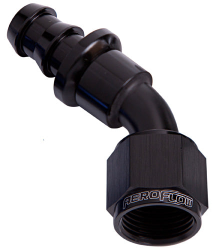 45 Deg Push Lock End -4AN Black No Clamp Required AF402-04BLK - Aeroflow