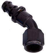 45 Deg Push Lock End -6AN Black No Clamp Required AF402-06BLK - Aeroflow