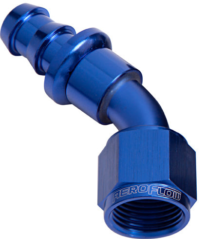 45 Deg Push Lock End -12AN Blue No Clamp Required AF402-12 - Aeroflow