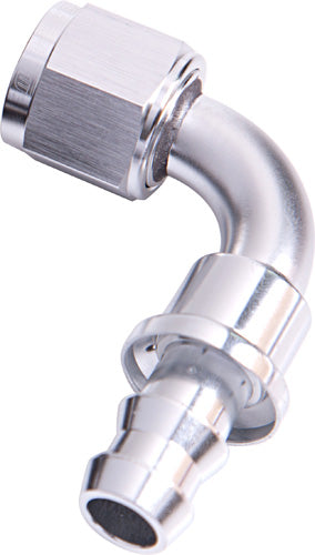 90 Deg Push Lock End -4AN Silver No Clamp Required AF403-04S - Aeroflow