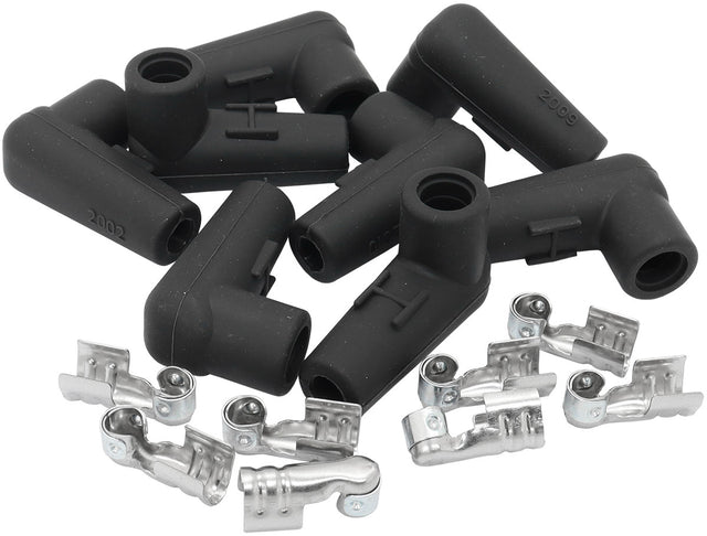 Low Profile 90 Deg Spark Plug 8 Boots & 8 Terminals Black AF4030-3312-8 - Aeroflow