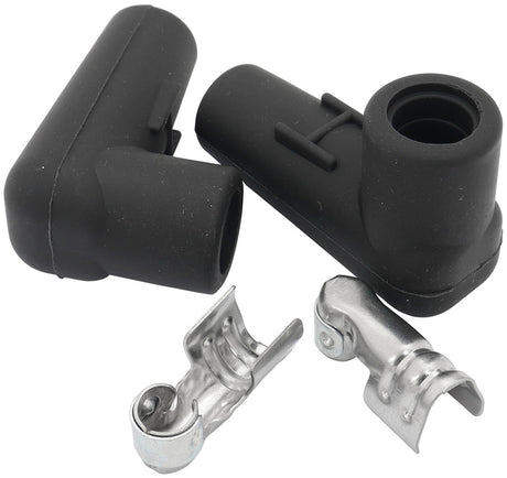 Low Profile 90 Deg Spark Plug 2 Boots & 2 Terminals Black AF4030-3312 - Aeroflow