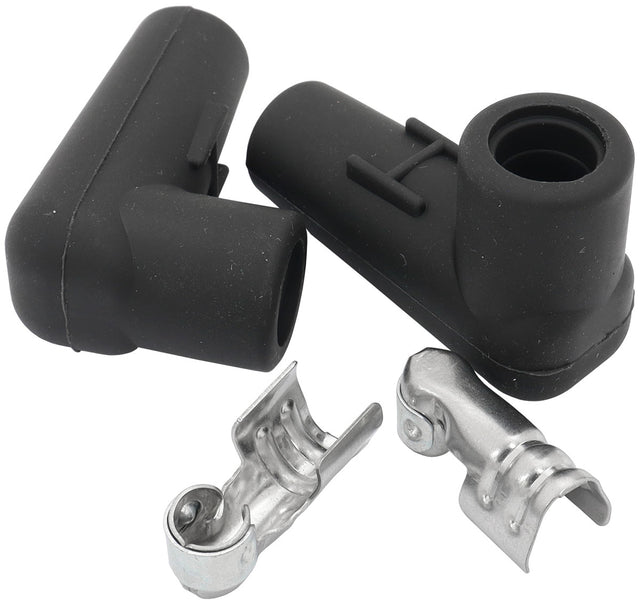 Low Profile 90 Deg Spark Plug 2 Boots & 2 Terminals Black AF4030-3312 - Aeroflow