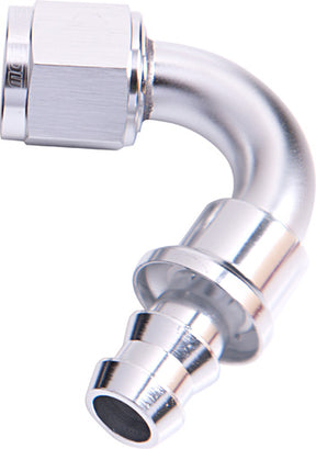 120 Deg Push Lock End -6AN Silver No Clamp Required AF404-06S - Aeroflow