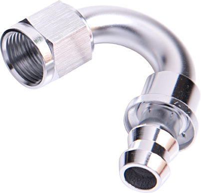 150 Deg Push Lock End -8AN Silver No Clamp Required AF405-08S - Aeroflow