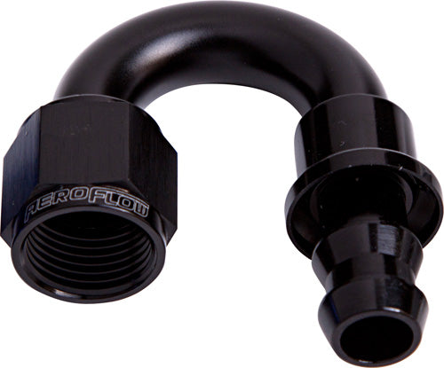 180 Deg Push Lock End -4AN Black No Clamp Required AF406-04BLK - Aeroflow