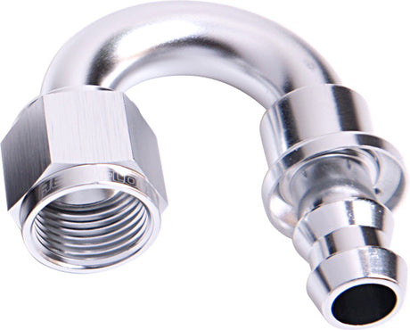 180 Deg Push Lock End -4AN Silver No Clamp Required AF406-04S - Aeroflow