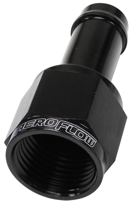 Female -6AN To 3/8" Barb Black With Tube Nut AF411-06BLK - Aeroflow
