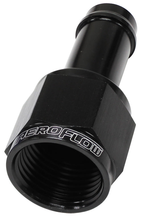 Female -6AN To 3/8" Barb Black With Tube Nut AF411-06BLK - Aeroflow
