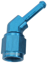 Female -4AN 45 Deg To 3/16" Barb Blue With Tube Nut AF412-04 - Aeroflow