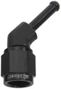 Female -4AN 45 Deg To 3/16" Barb Black With Tube Nut AF412-04BLK - Aeroflow