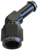 Female -6AN 45 Deg To 5/16" Barb Black Swivel Nut AF412-06-05BLK - Aeroflow