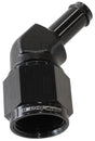 Female -8AN 45 Deg To 3/8" Barb Black Swivel Nut AF412-08-06BLK - Aeroflow