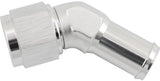 Female -8AN 45 Deg To 5/8" Barb Silver Swivel Nut AF412-08-10S - Aeroflow