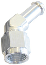 Female -8AN 45 Deg To 1/2" Barb Silver Swivel Nut AF412-08S - Aeroflow