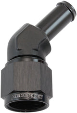 Female -10AN 45 Deg To 1/2 Barb Black Swivel Nut AF412-10-08BLK - Aeroflow