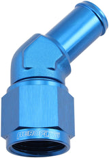 Female -10AN 45 Deg To 5/8 Barb Blue Swivel Nut AF412-10 - Aeroflow