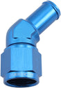 Female -10AN 45 Deg To 5/8 Barb Blue Swivel Nut AF412-10 - Aeroflow