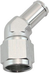 Female -10AN 45 Deg To 5/8 Barb Silver Swivel Nut AF412-10S - Aeroflow