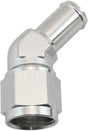 Female -10AN 45 Deg To 5/8 Barb Silver Swivel Nut AF412-10S - Aeroflow