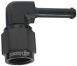 Female -4AN 90 Deg To 3/16" Barb Black With Tube Nut AF413-04BLK - Aeroflow