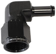 Female -6AN 90 Deg To 5/16 Barb Black Swivel Nut AF413-06-05BLK - Aeroflow
