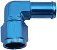 Female -8AN 90 Deg To 5/8" Barb Blue Swivel Nut AF413-08-10 - Aeroflow