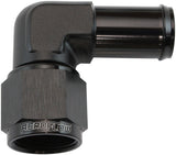 Female -8AN 90 Deg To 5/8" Barb Black Swivel Nut AF413-08-10BLK - Aeroflow