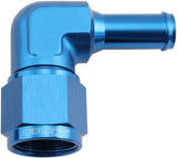 Female -10AN 90 Deg To 1/2 Barb Blue Swivel Nut AF413-10-08 - Aeroflow