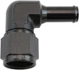 Female -10AN 90 Deg To 1/2 Barb Black Swivel Nut AF413-10-08BLK - Aeroflow