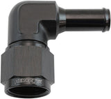 Female -10AN 90 Deg To 1/2 Barb Black Swivel Nut AF413-10-08BLK - Aeroflow