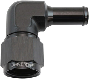 Female -10AN 90 Deg To 1/2 Barb Black Swivel Nut AF413-10-08BLK - Aeroflow
