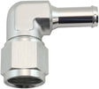 Female -10AN 90 Deg To 1/2 Barb Silver Swivel Nut AF413-10-08S - Aeroflow