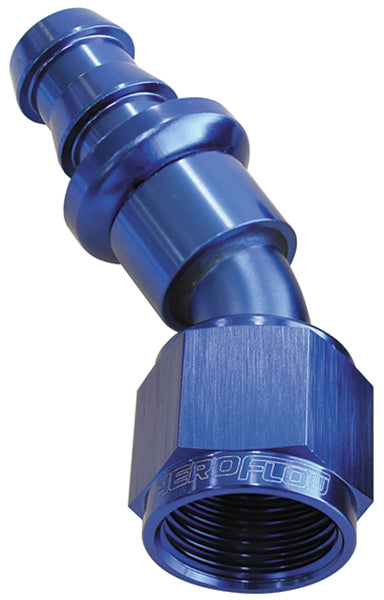 30 Deg Push Lock End -8AN Blue No Clamp Required < 15PSI AF417-08 - Aeroflow