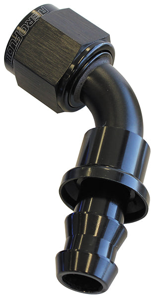 60 Deg Push Lock End -4AN Black No Clamp Required < 15PSI AF418-04BLK - Aeroflow