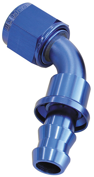 60 Deg Push Lock End -6AN Blue No Clamp Required < 15PSI AF418-06 - Aeroflow
