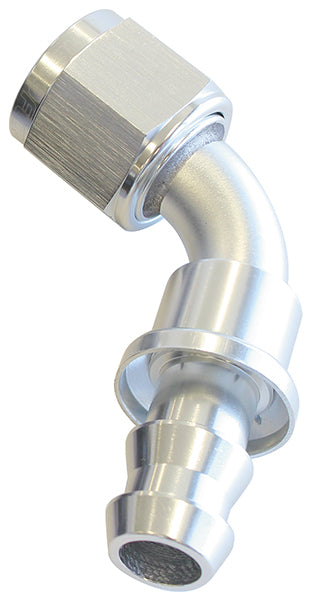 60 Deg Push Lock End -10AN Silver No Clamp Required < 15PSI AF418-10S - Aeroflow
